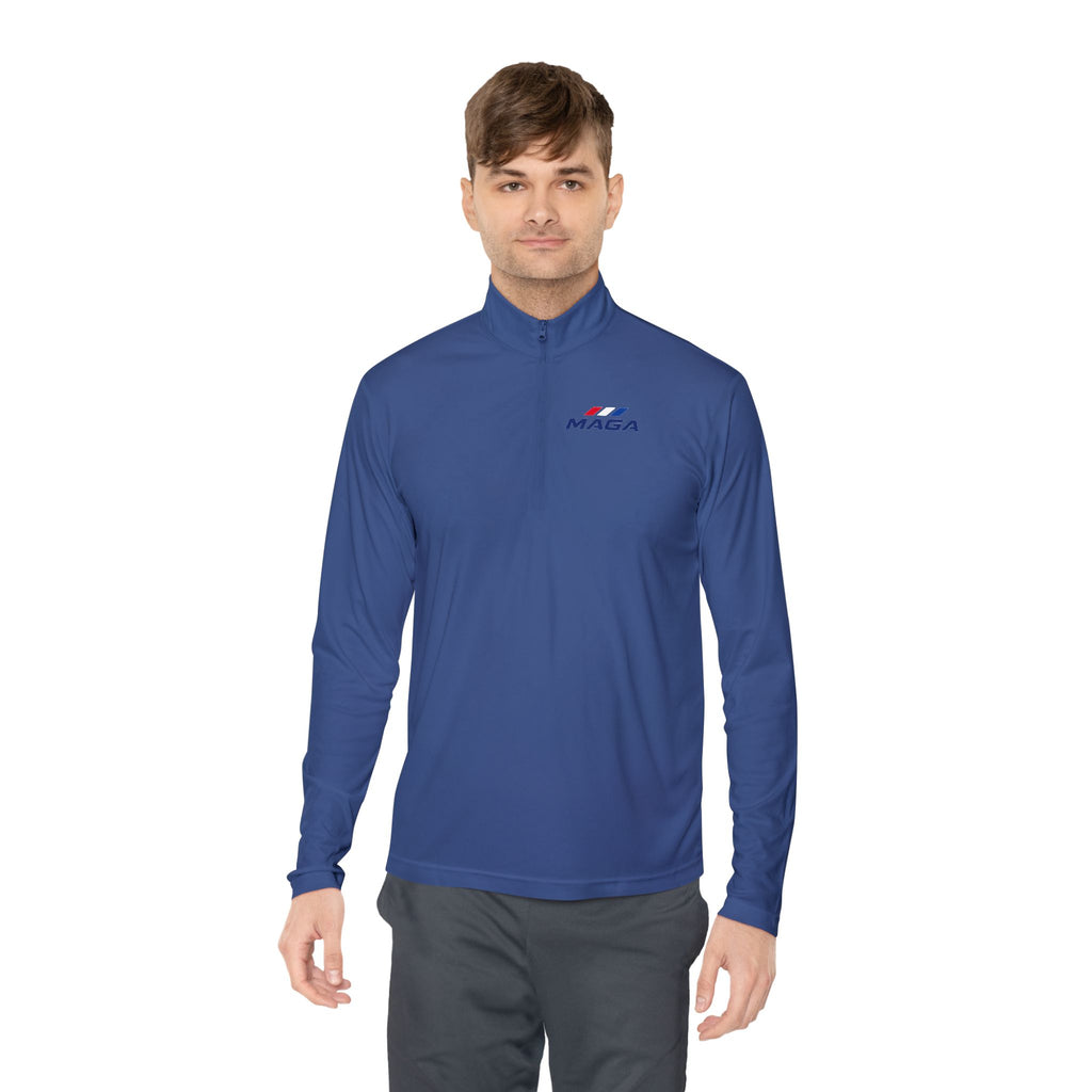 Quarter-Zip Pullover — Retro MAGA-Inspired Logo Chest Tee - The Conservative Brand