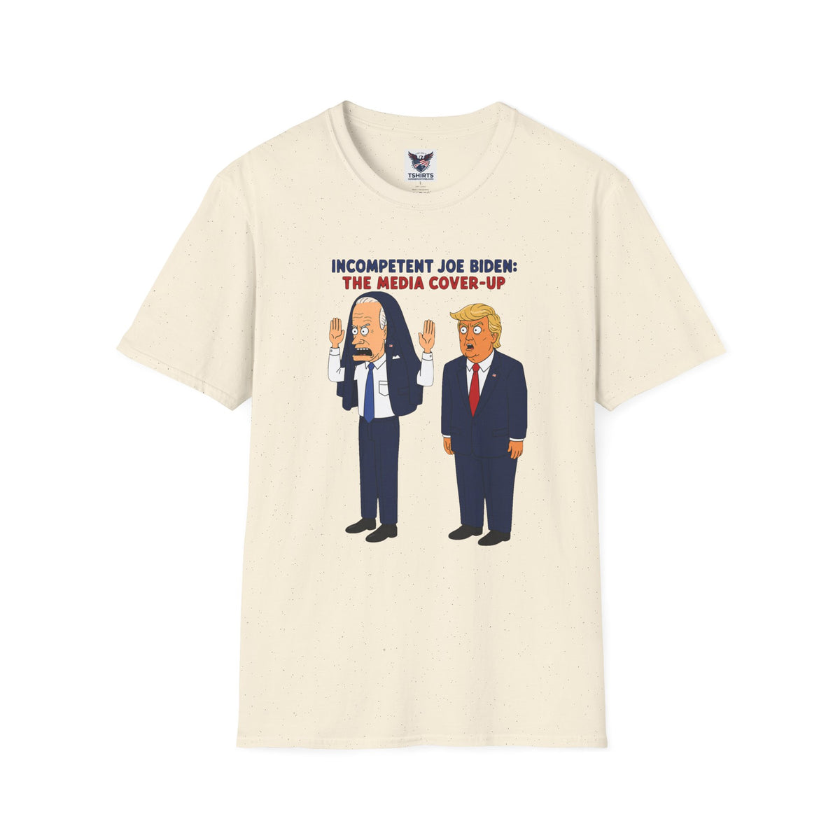 Political Cartoon T-Shirt — "Incompetent Joe Biden? The Media Cover-Up" Graphic Tee