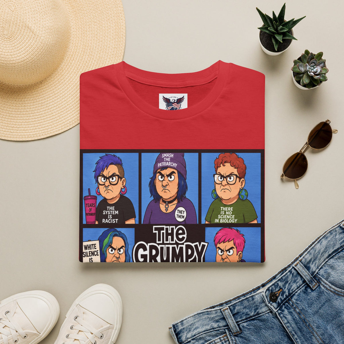 Grumpy WOKE Bunch Graphic T-Shirt — Retro Comic Panel Illustration