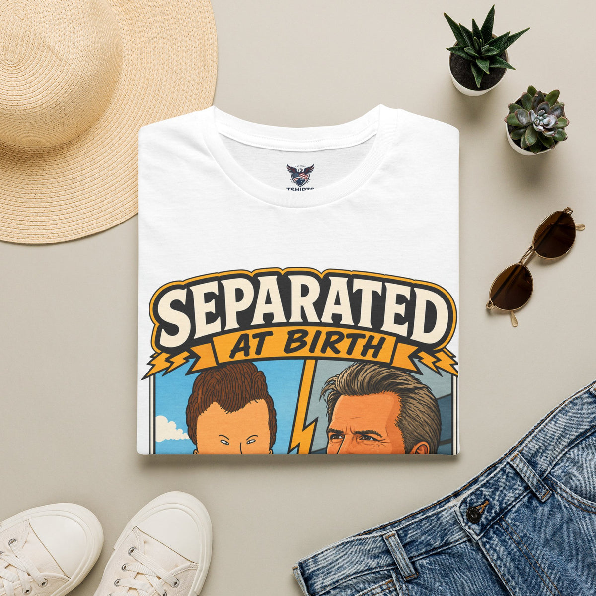 "Trump Patriot Shirt | America First T-Shirt | Conservative Republican Apparel | God Family Country Tee" | Anti Woke | Separated at Birth Butthead vs Gov. Newsom T-Shirt | Satirical Cartoon Tee