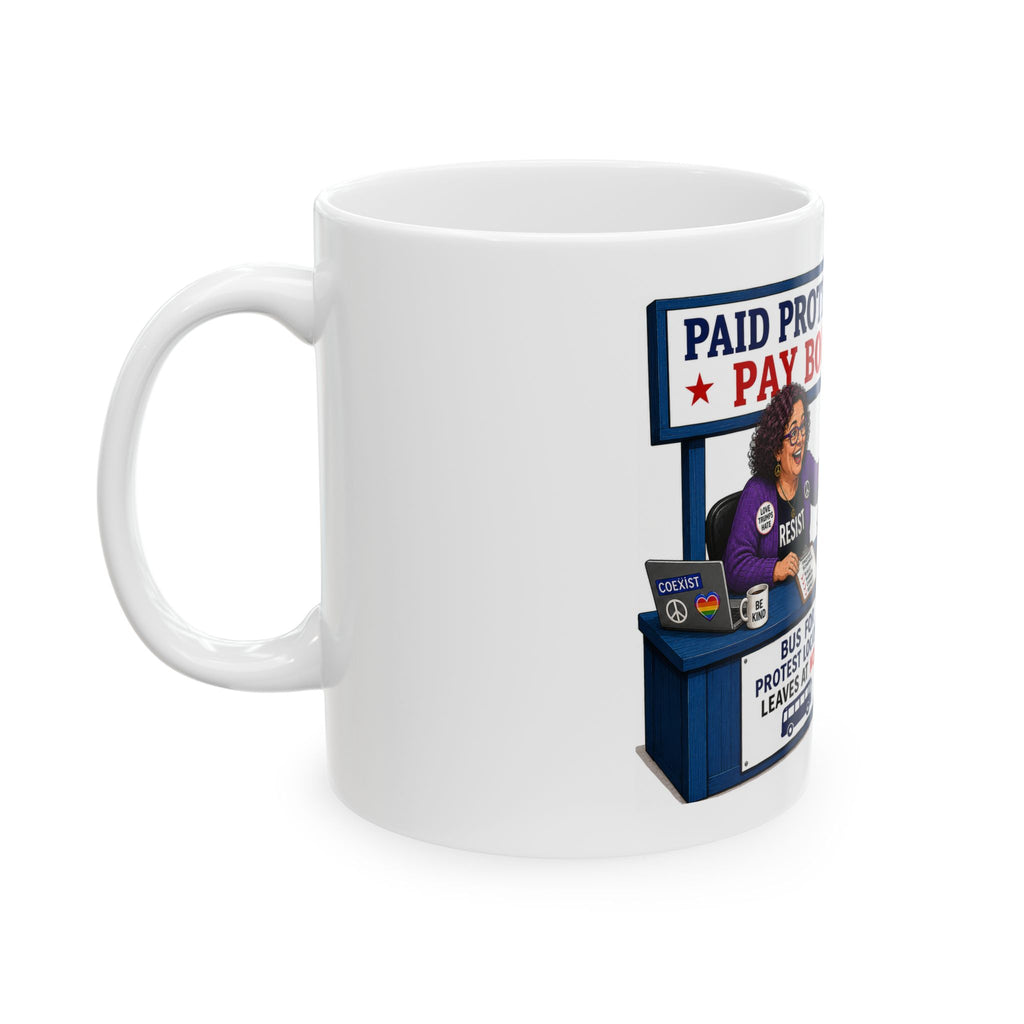 Paid Trump Protestor Pay Booth Mug | Political satire ceramic coffee cup