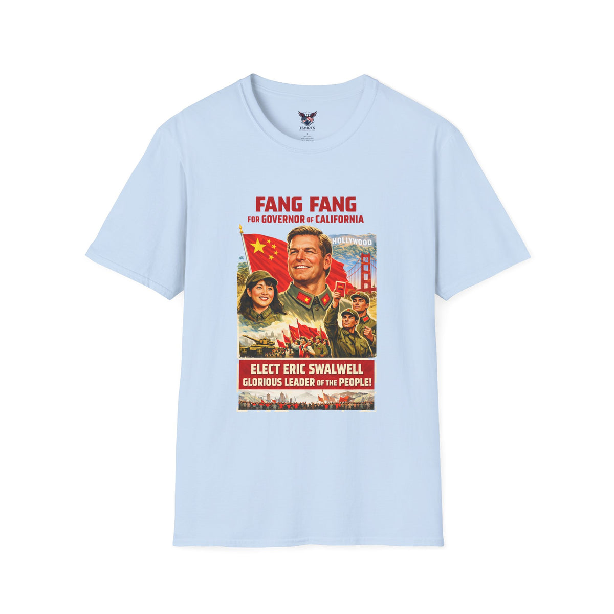 Eric "Fang Fang" Swalwell Propaganda Poster T-Shirt | Retro Political Art Tee