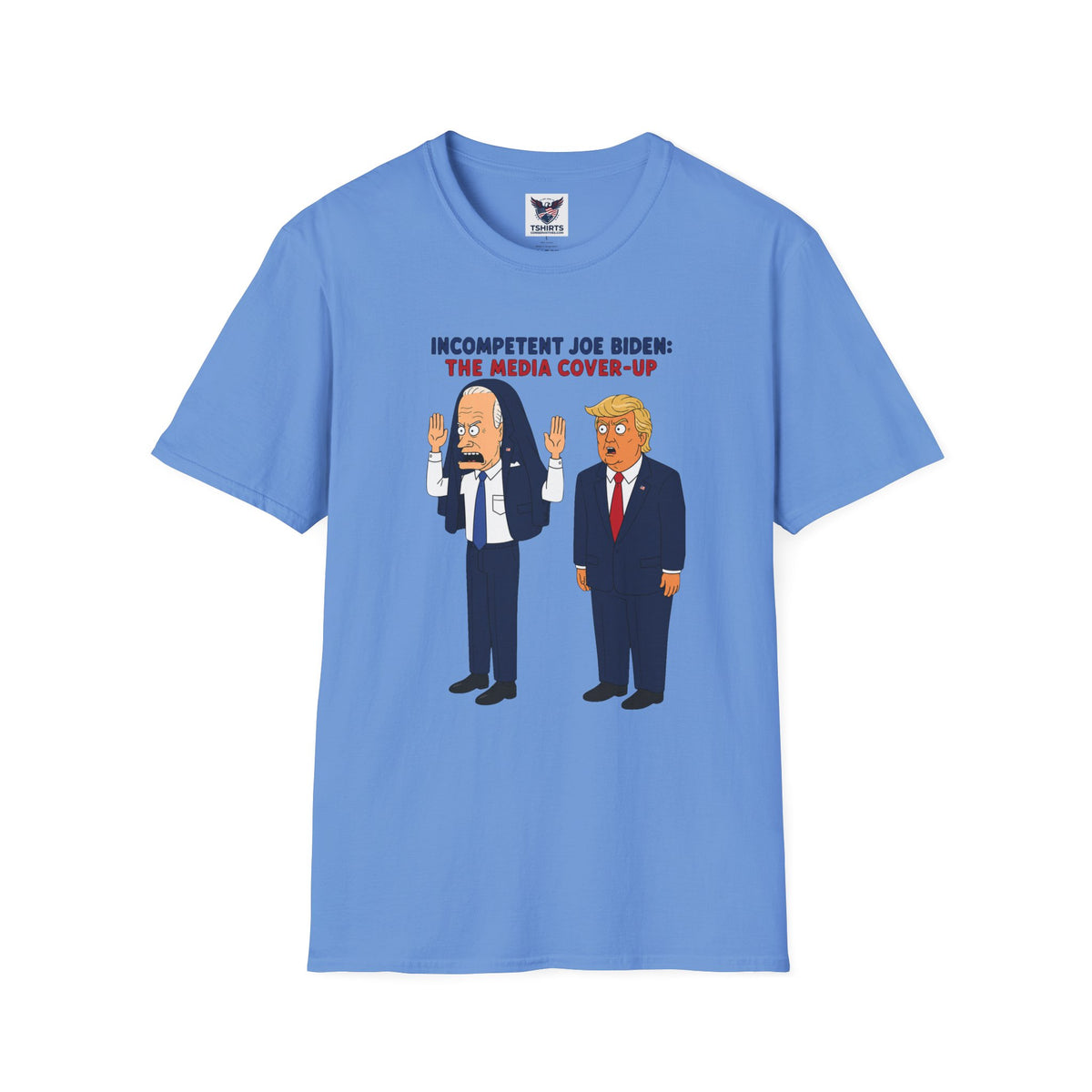 Political Cartoon T-Shirt — "Incompetent Joe Biden? The Media Cover-Up" Graphic Tee