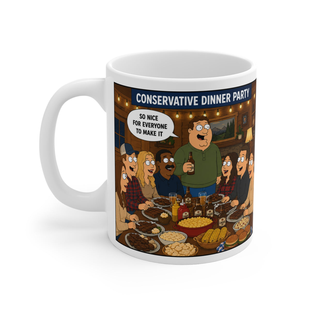 Mocking the Liberal Dinner Party Mug - Anti Woke Conservative coffee and tea mug