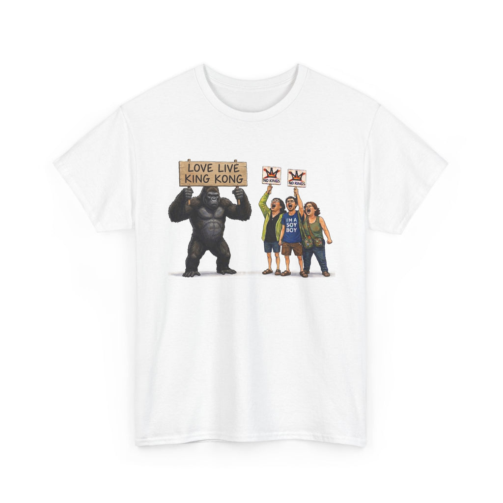 "Trump Patriot Shirt | America First T-Shirt | Conservative Republican Apparel | God Family Country Tee" | anti-woke tshirt | King Kong Protesters T-Shirt | Gorilla Holding Love Live King Kong Sign...