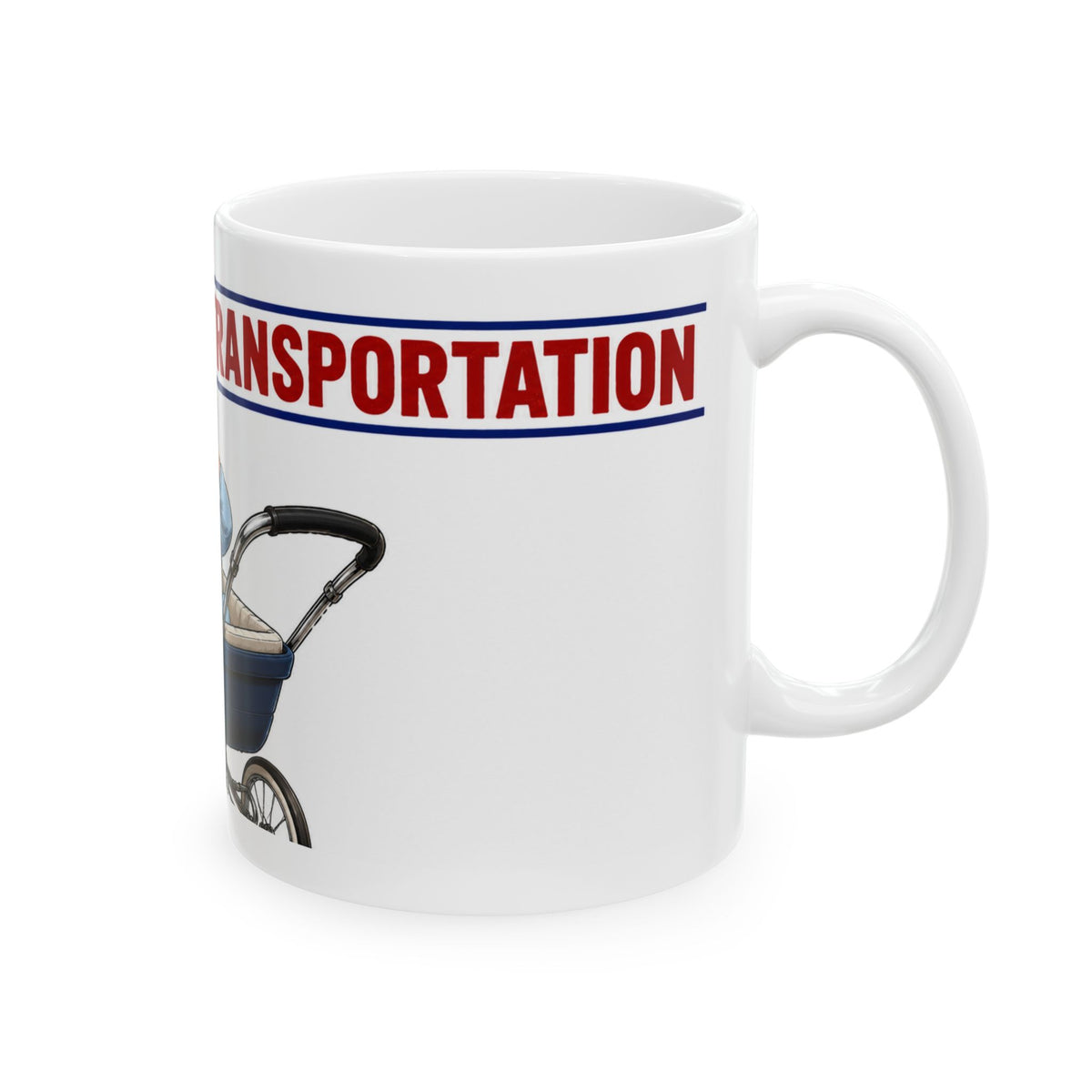 CRYBABY JIMMY KIMMEL BABY CARRIAGE Political Satire Mug — 'Kimmel's Transportation' Caricature Coffee Cup (11oz/15oz)
