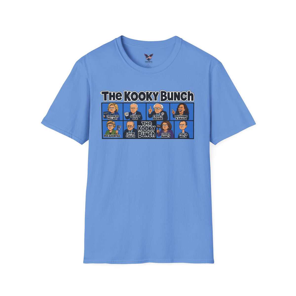 Carolina Blue The Kooky Bunch "Loony Liberals" T-Shirt | Cartoon Political Character Collage