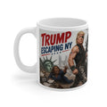 Political Novelty Mug — "Trump Escaping NY"  Trump Plissken Lawfare Satire Graphic