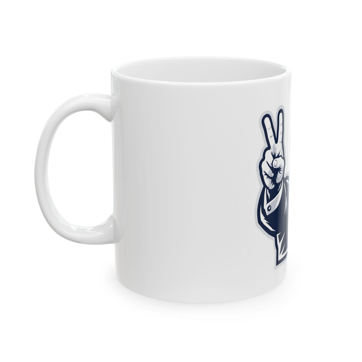 President Trump Patriotic Victory Ceramic Mug (11oz, 15oz) — Retro Politician Peace Sign Design