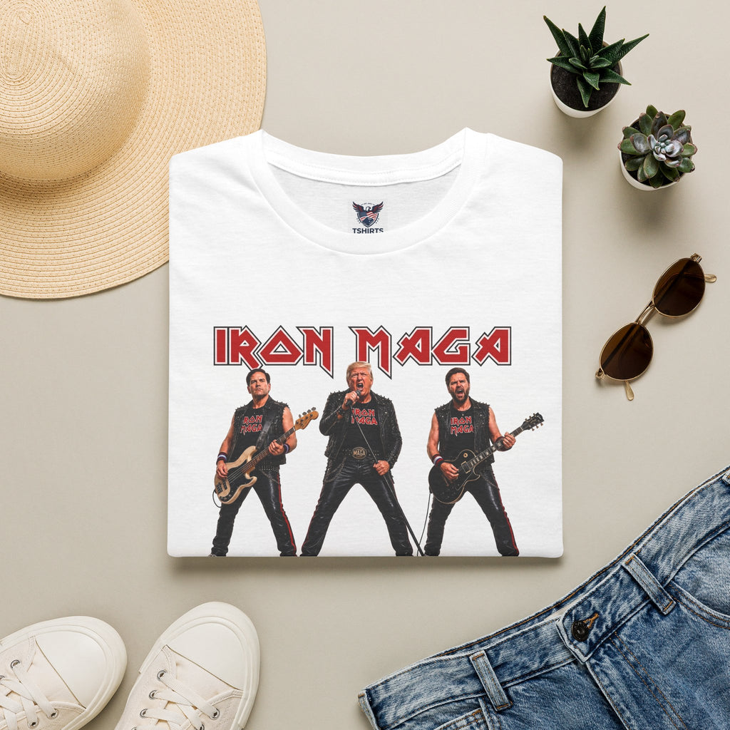 Iron Maga Band T-Shirt — Parody Rock Tee for Metal Fans Featuring Trump, Vance, Rubio