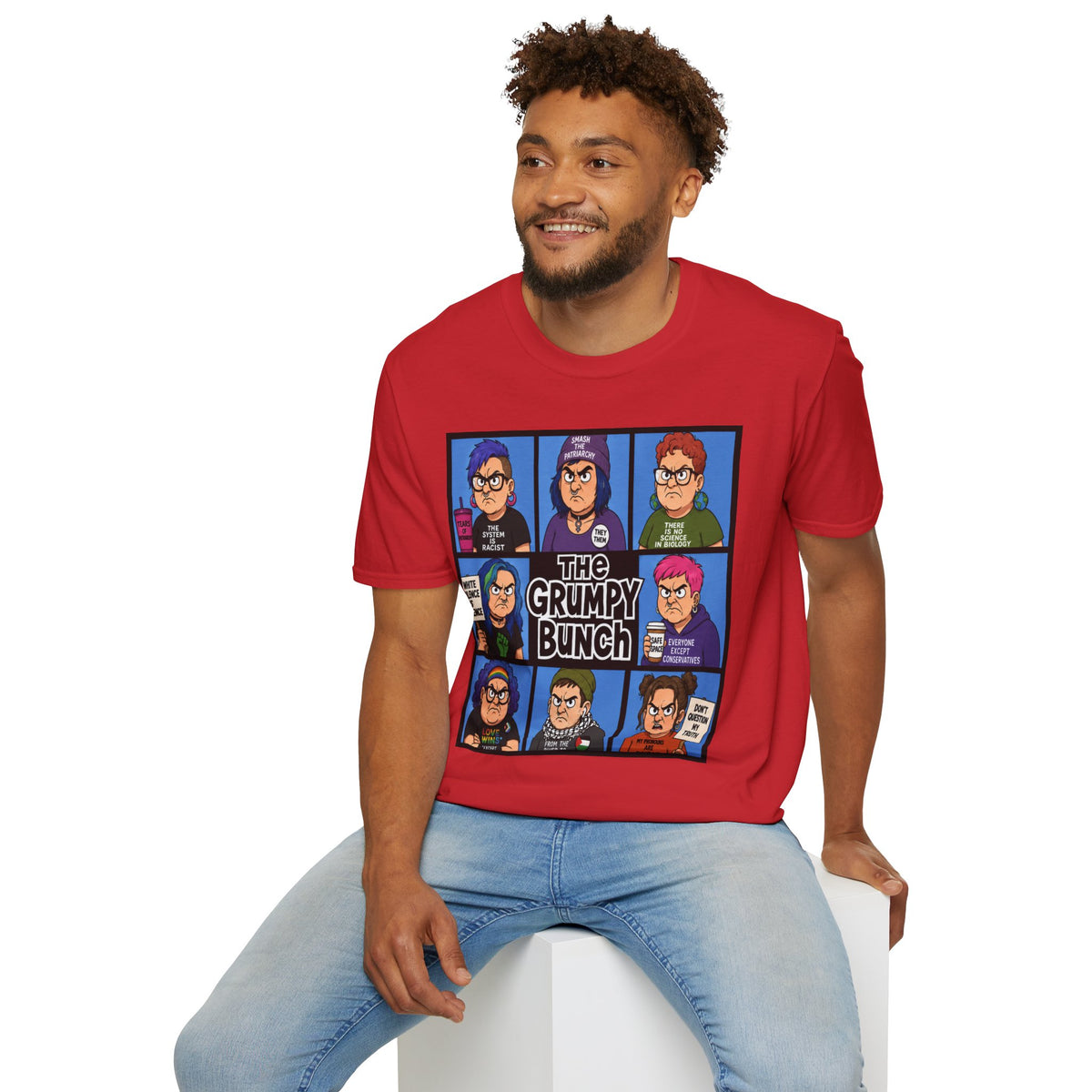 Grumpy WOKE Bunch Graphic T-Shirt — Retro Comic Panel Illustration