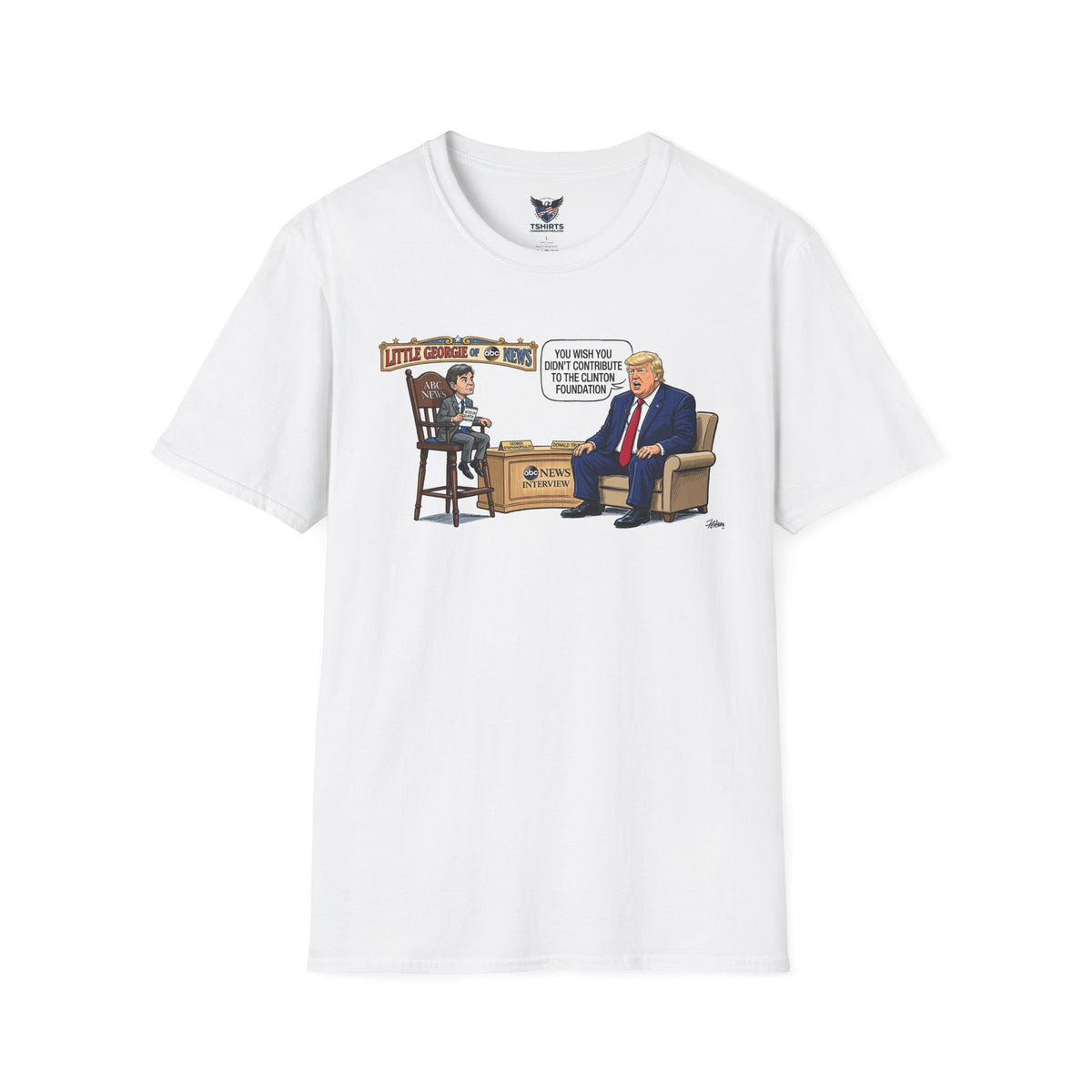 TV Host Interview Cartoon T-Shirt | Political Satire Tee