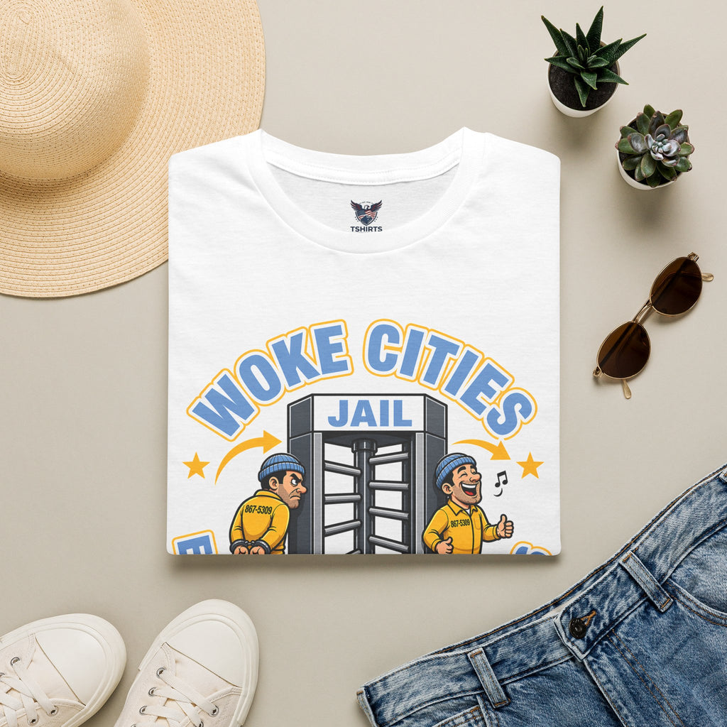"Trump Patriot Shirt | America First T-Shirt | Conservative Republican Apparel | God Family Country Tee" Woke Cities Equals Unsafe Cities