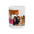 Talk Show Women Cartoon Lineup Mug | Political Satire Ceramic Mug