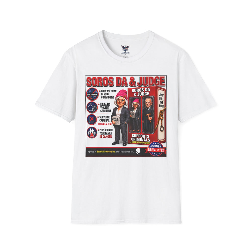 "Trump Patriot Shirt | America First T-Shirt | Conservative Republican Apparel | God Family Country Tee" | anti-woke tshirt | Soros DA & Judge graphic T-Shirt | Political Satire Illustration