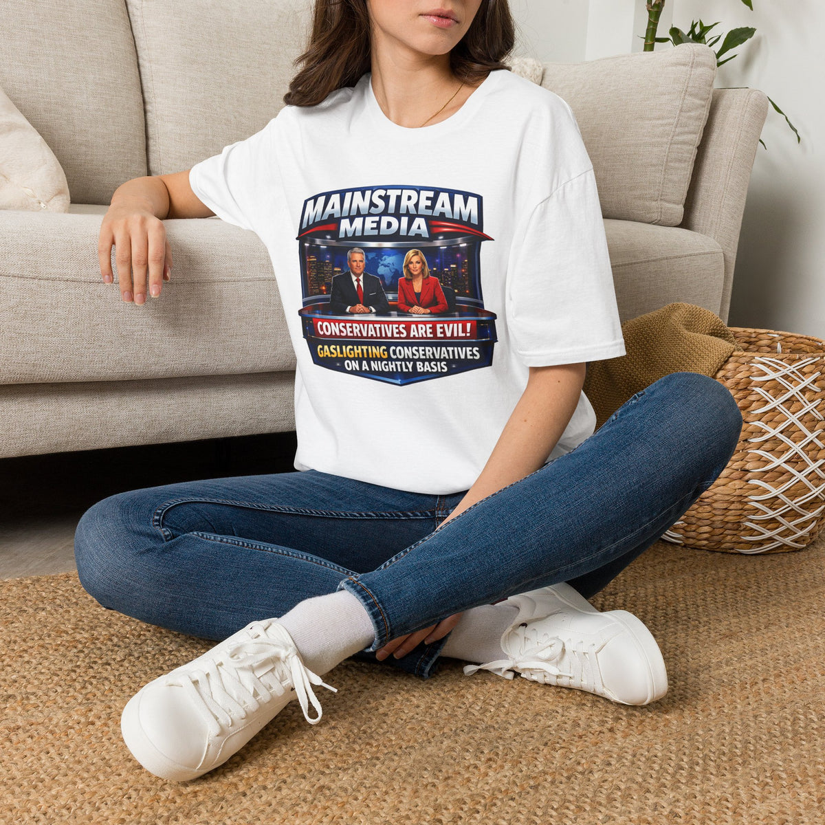 "Trump Patriot Shirt | America First T-Shirt | Conservative Republican Apparel | God Family Country Tee" | anti-woke tshirt | Mainstream Media Conservatives Are Evil graphic T-Shirt | Political News...