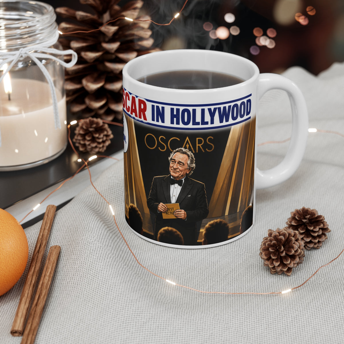 PUTIN GIVEN OSCAR BY HOLLYWOOD SATIRICAL Political Satire Mug — 'Accepting an Oscar in 2024' Comedy Coffee Cup