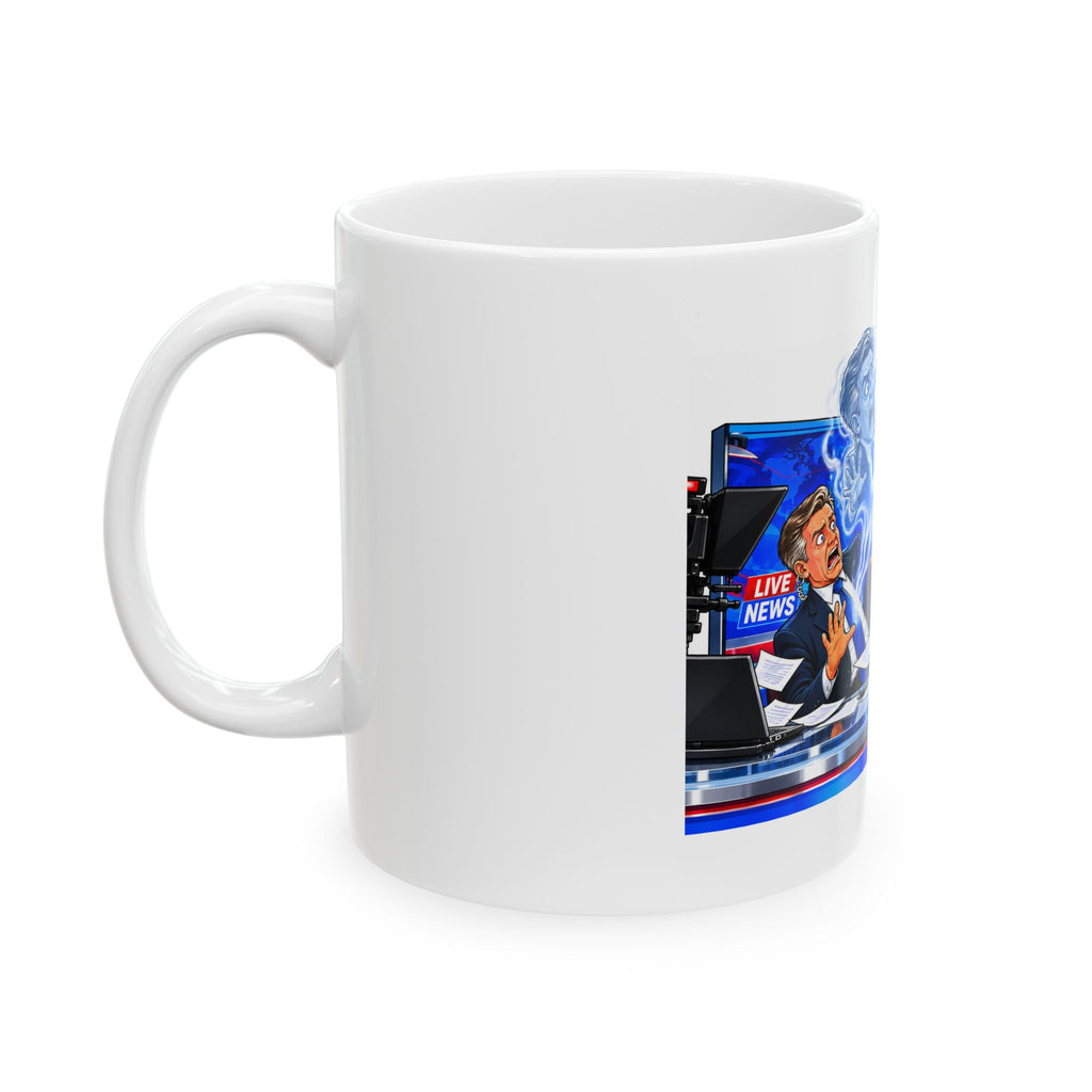 Ceramic Mug — 'I Cast Out the Demon of Fake News' Political Satire Coffee Mug (11oz/15oz)