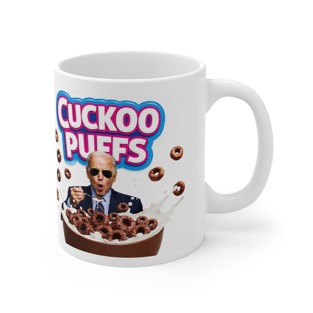 Joe Biden's Cuckoo Puffs Novelty Mug — Funny Cereal Cartoon Coffee Cup