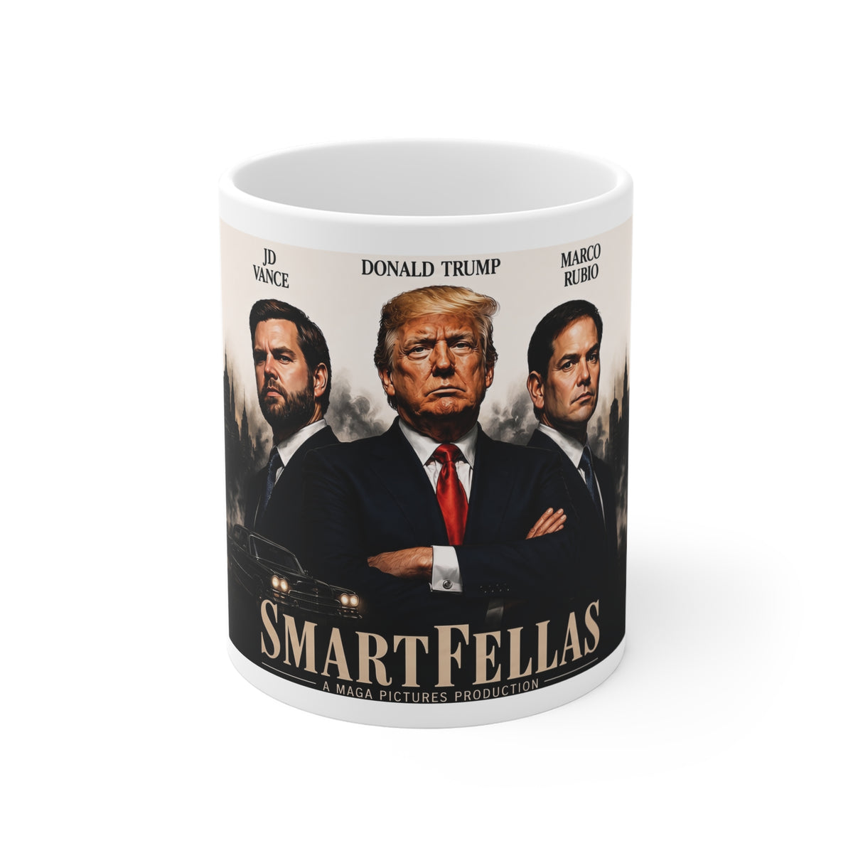 SmartFellas Donald Trump JD Vance Marco Rubio Political Coffee Mug – Funny MAGA Satire Ceramic Cup, Novelty Conservative Gift