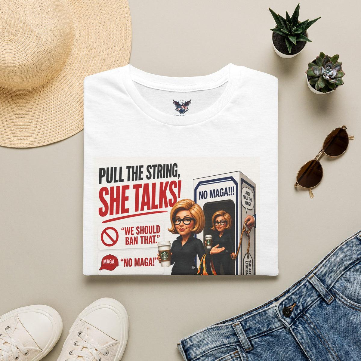 MAGA TRUMP CONSERVATIVE REPUBLICAN She Talks Phone Booth Graphic T-Shirt | Feminist Statement Tee