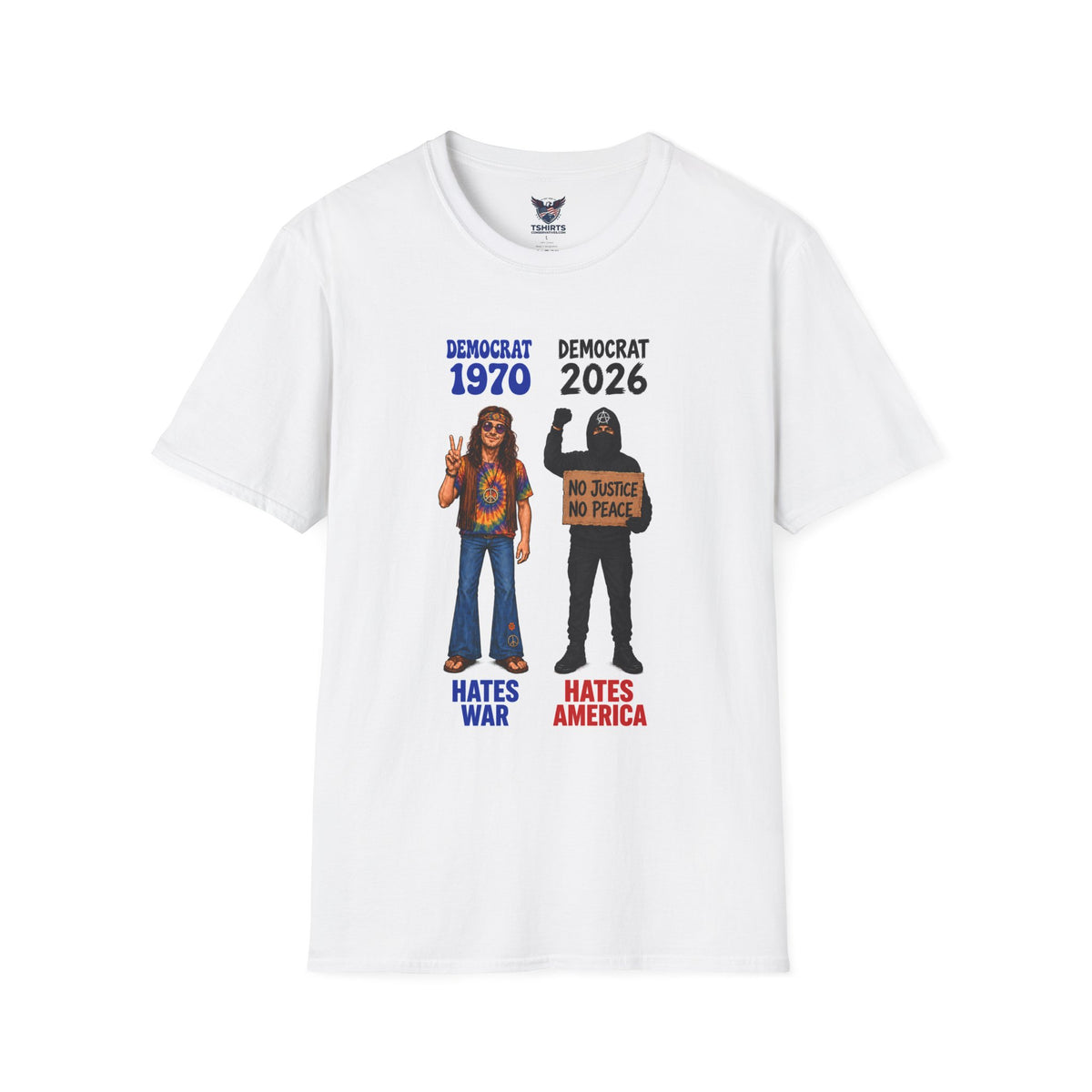 "Trump Patriot Shirt | America First T-Shirt | Conservative Republican Apparel | God Family Country Tee" | anti-woke tshirt | Democrat 1970 vs 2026 T-Shirt | Political Comparison Tee