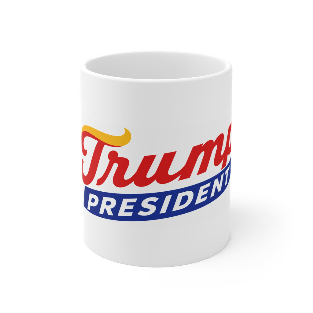 President Trump Retro Script Political Campaign Ceramic Coffee Mug – Funny Republican & Conservative Gift