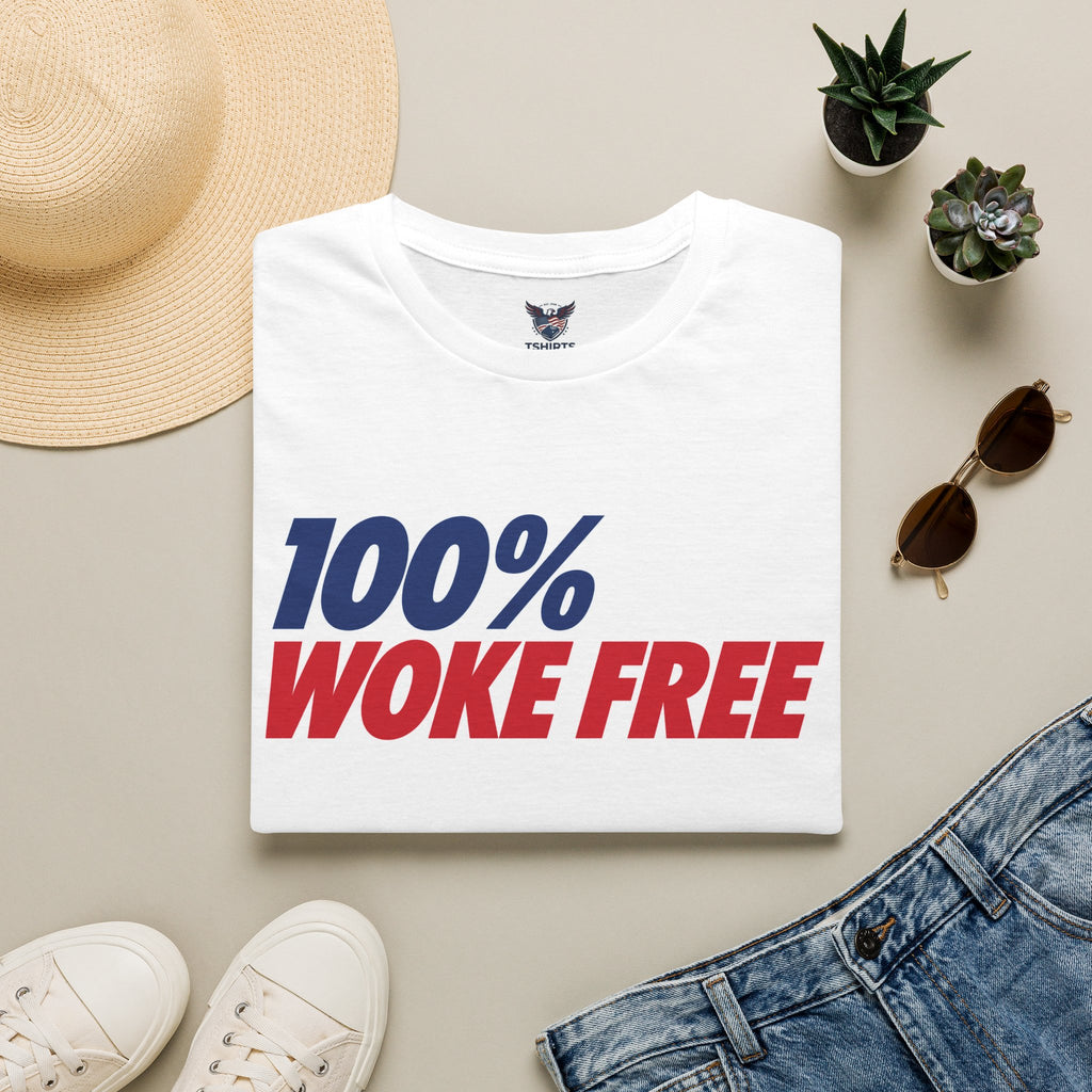 "100% Woke Free" Patriotic Bold Statement Tee