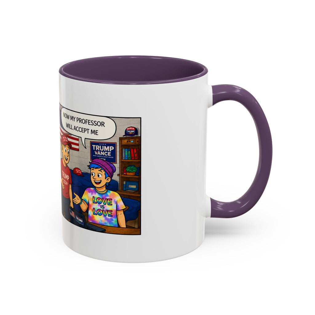 "College Life" Trump 2024 Political Comic Accent Coffee Mug – Funny Conservative Campus Humor Gag Gift