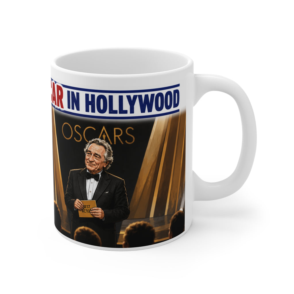 PUTIN GIVEN OSCAR BY HOLLYWOOD SATIRICAL Political Satire Mug — 'Accepting an Oscar in 2024' Comedy Coffee Cup