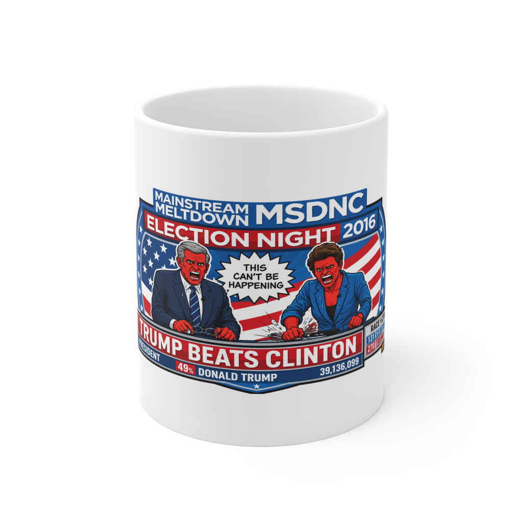 Patriotic Conservative Political Satire Coffee Mug – Funny Election Night Trump Coffee Cup for Republicans and MAGA Supporters