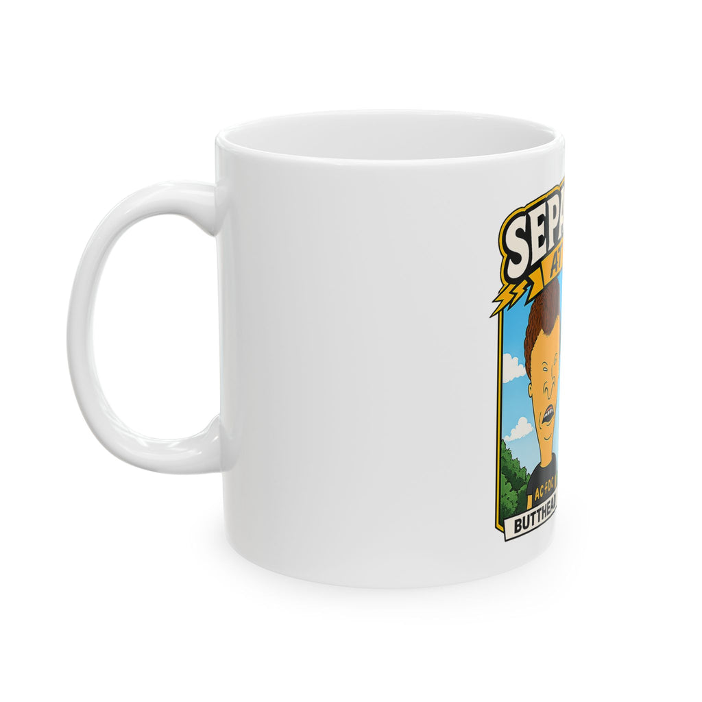 Separated at Birth Butthead/GOV. NEWSOM cartoon parody Mug | Funny Political Pop Culture