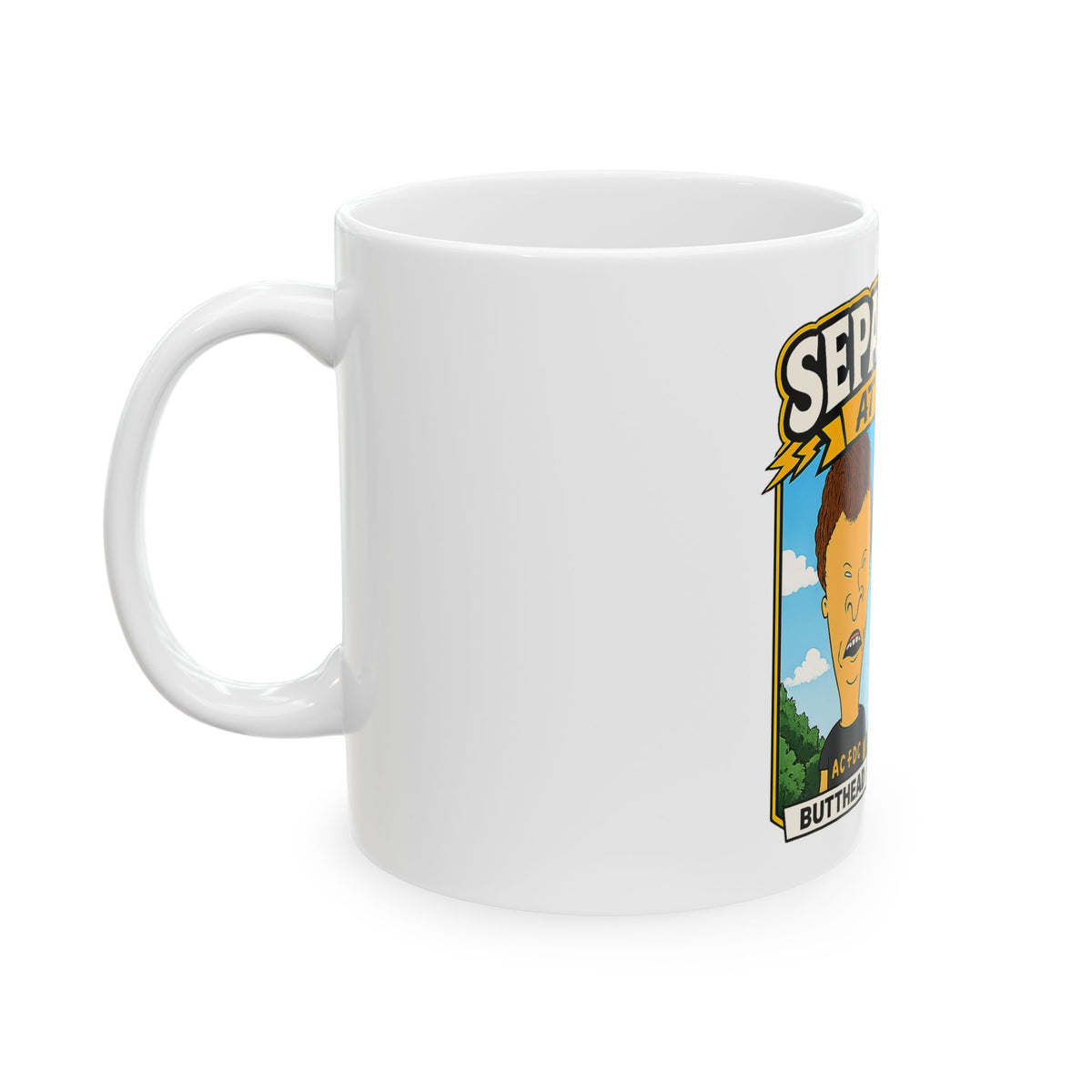Separated at Birth Butthead/GOV. NEWSOM cartoon parody Mug | Funny Political Pop Culture