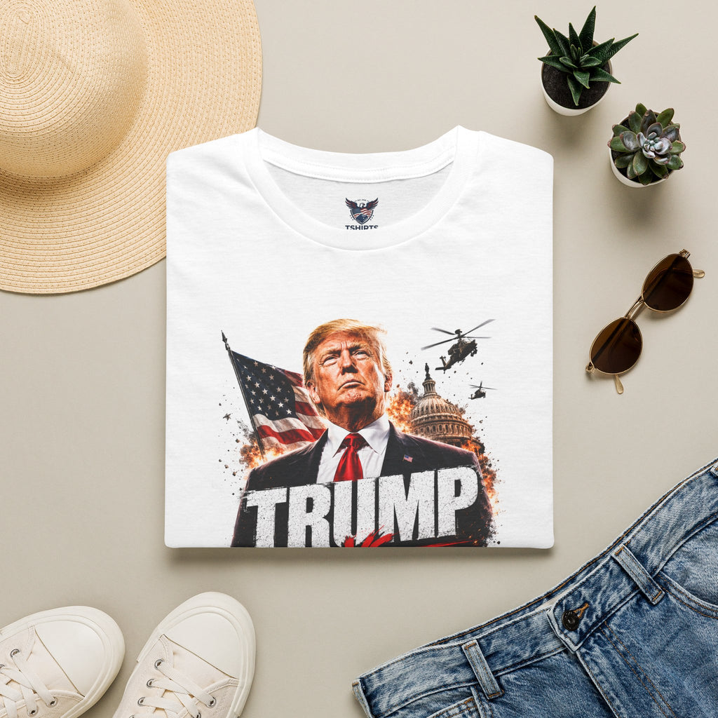 Political T-Shirt — Bold Patriotic Graphic Tee with 'TRUMP' Design