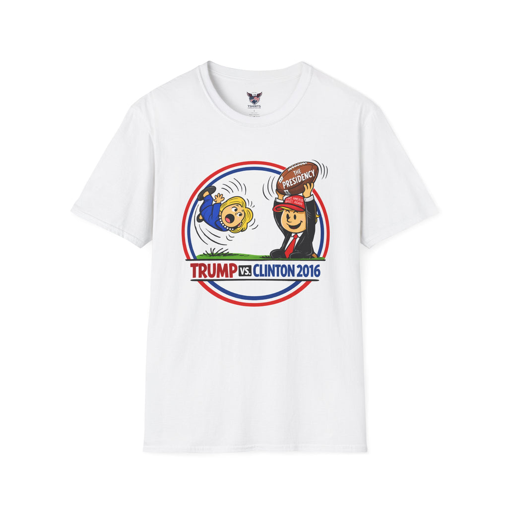 Trump vs Clinton 2016 cartoon T-Shirt | Presidential Football Toss Political Tee