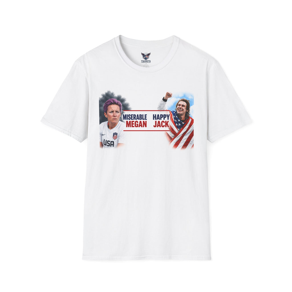 Miserable Megan vs Happy Jack Graphic T-Shirt — USWNT Rivalry Fan Tee