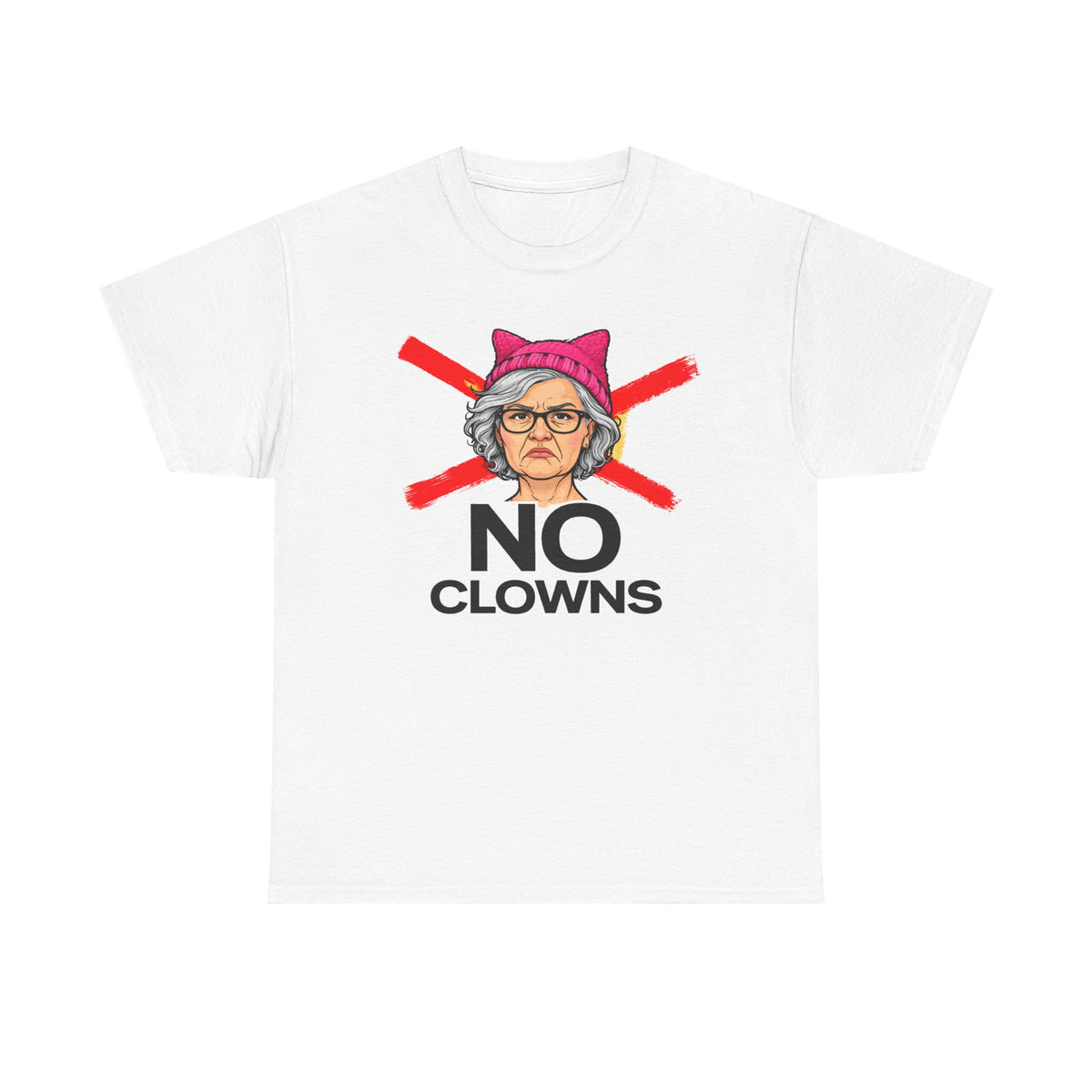 "Trump Patriot Shirt | America First T-Shirt | Conservative Republican Apparel | God Family Country Tee" | anti-woke tshirt | No Clowns graphic Tee | Protest illustration, crossed-out pink hat design