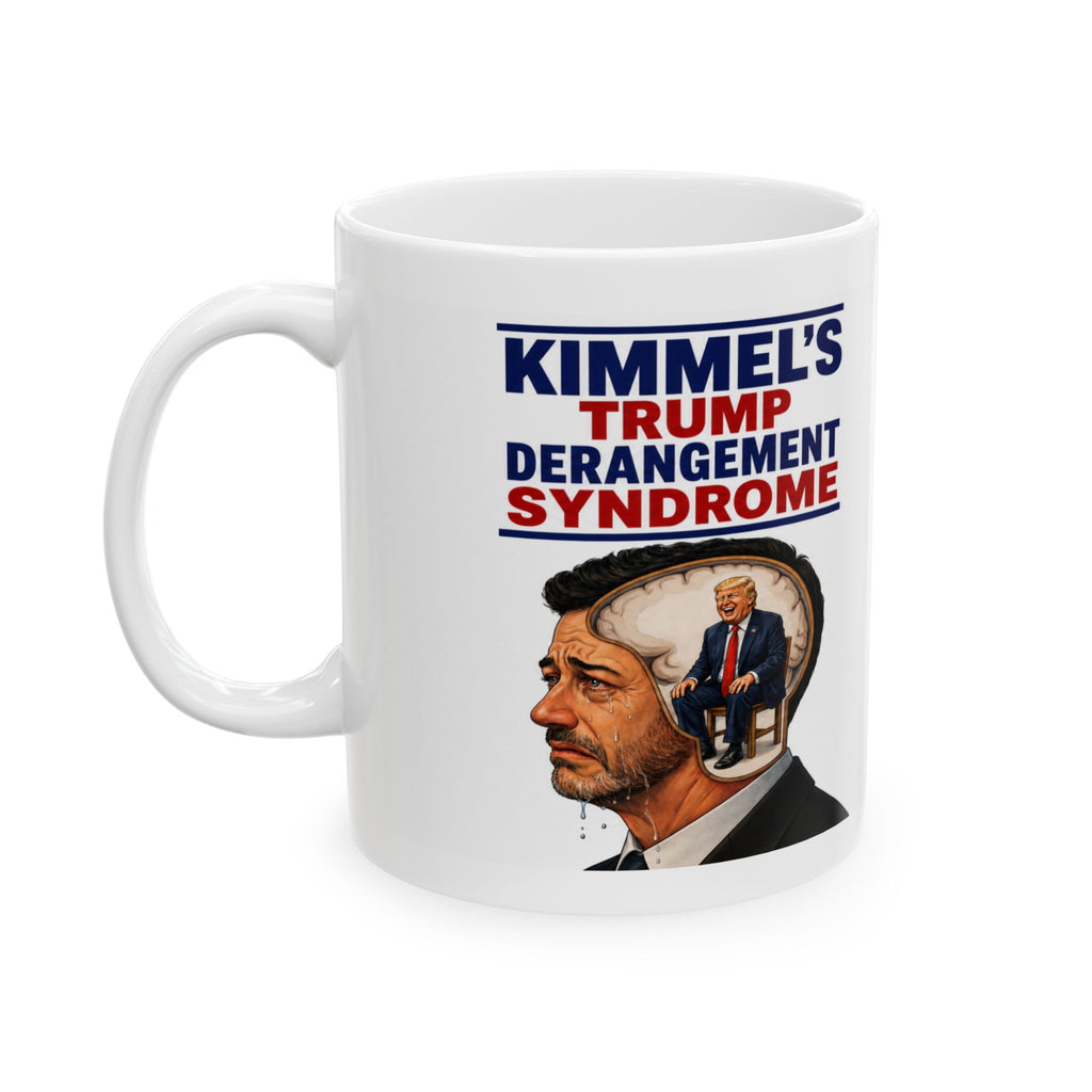 Political Caricature Mug — KIMMEL'S "Trump Derangement Syndrome" Portrait Ceramic Coffee Cup (11oz/15oz)