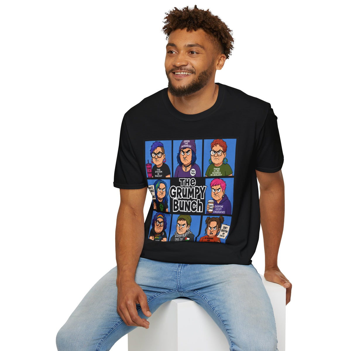 Grumpy WOKE Bunch Graphic T-Shirt — Retro Comic Panel Illustration