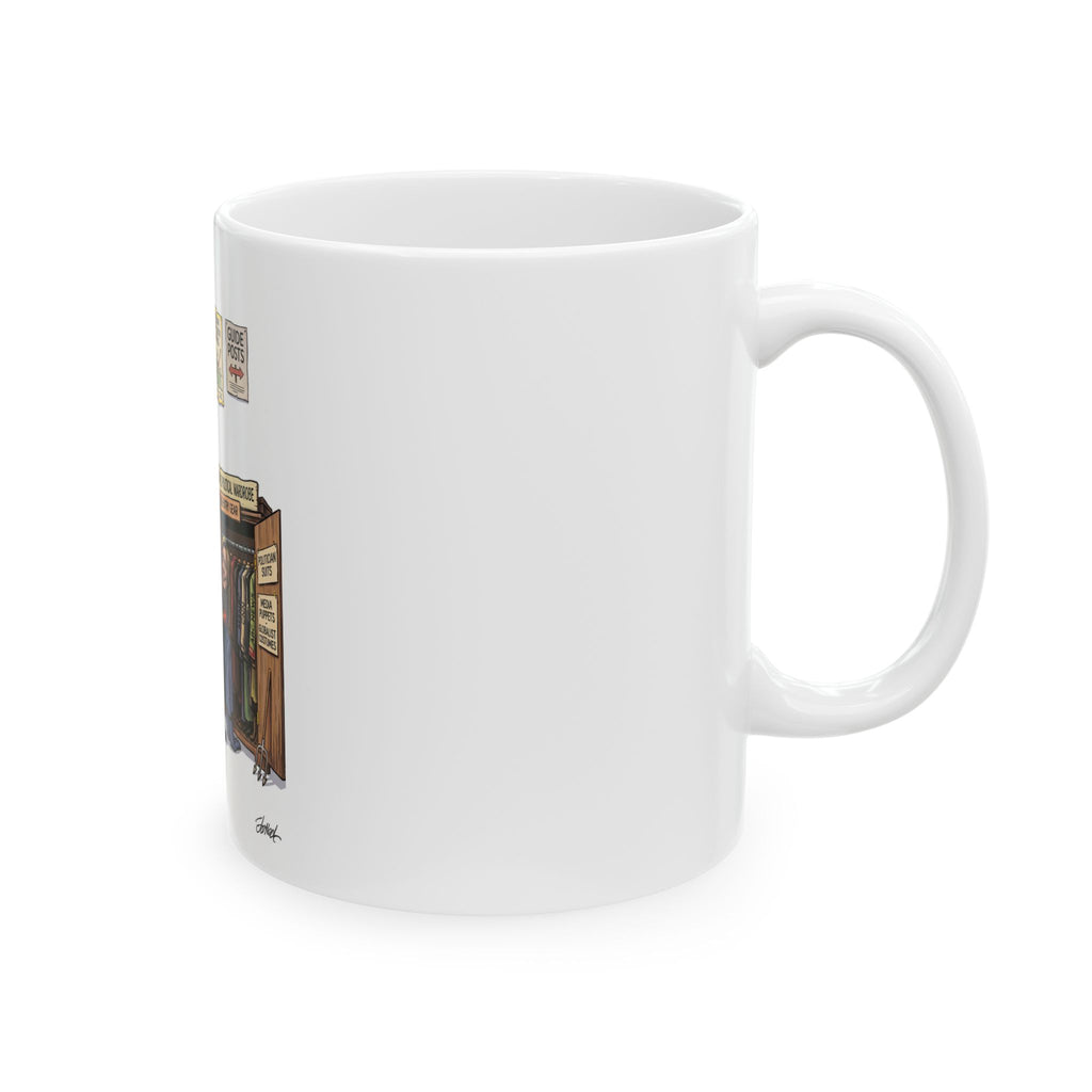 Political Cartoon Ceramic Mug — "The Devil Wearing This Hillary Costume Is Living Hell"