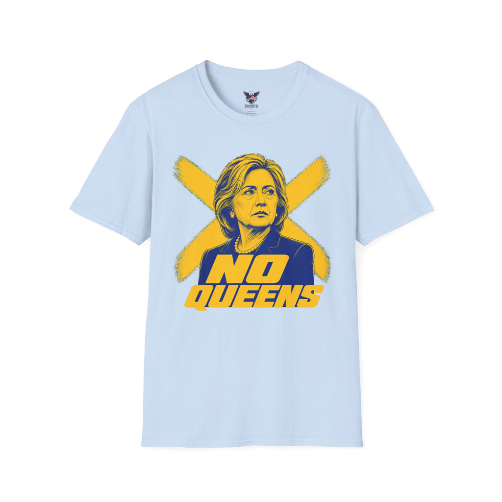 Hillary Gold No Queens graphic T-Shirt | Political Portrait, Yellow X Pop Art