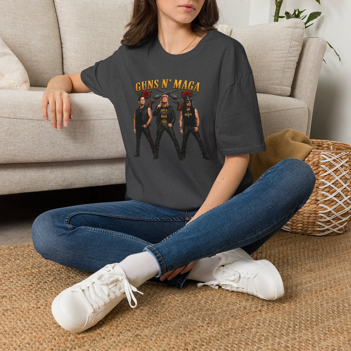 Guns N' Maga Rock Band T-Shirt — Trump, Vance, Rubio Political Parody Graphic Tee