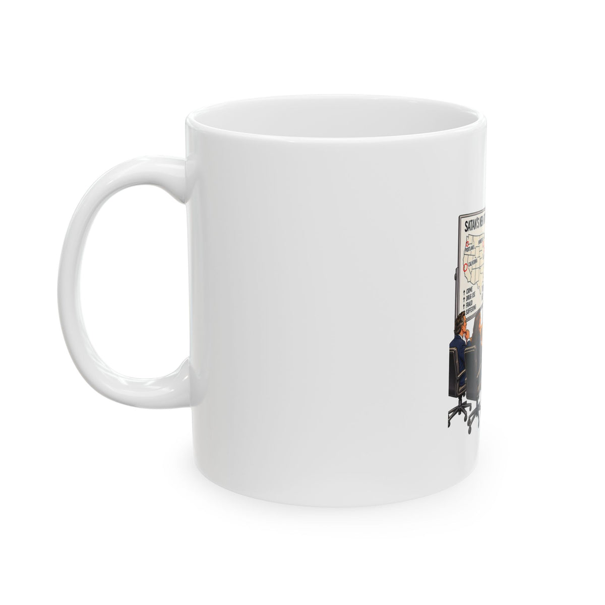 Ceramic Mug — Humorous 'Satan's New Territories' Office Cartoon Coffee Mug (11oz/15oz)