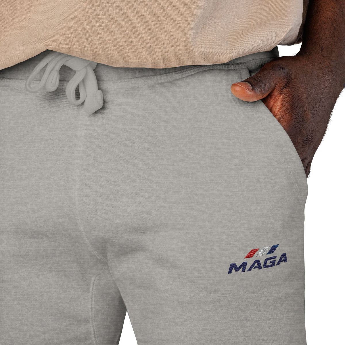 Embroidered 'MAGA' Fleece Sweatpants — The Conservative Brand - White Casual Joggers