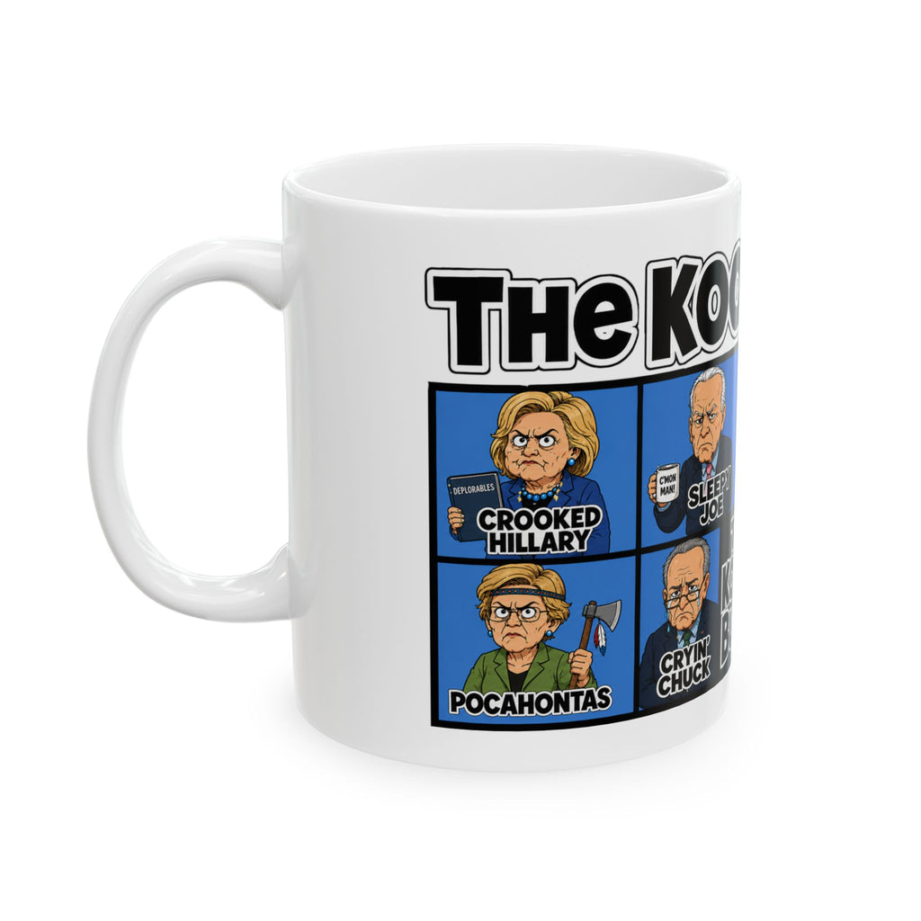 The Kooky "Liberal Loonies" Bunch mug | Political cartoon character grid coffee mug