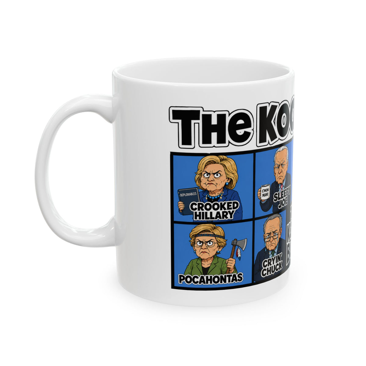 The Kooky "Liberal Loonies" Bunch mug | Political cartoon character grid coffee mug