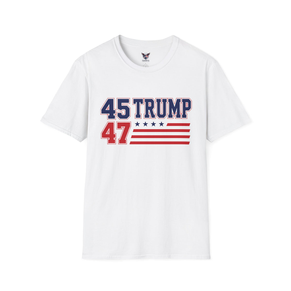 "Trump 45/47 Patriot Shirt | America First T-Shirt | Conservative Republican Apparel | God Family Country Tee" | anti-woke tshirt | Trump 45/47 Patriotic T-Shirt — 45 Trump 47 with Stars & Stripes