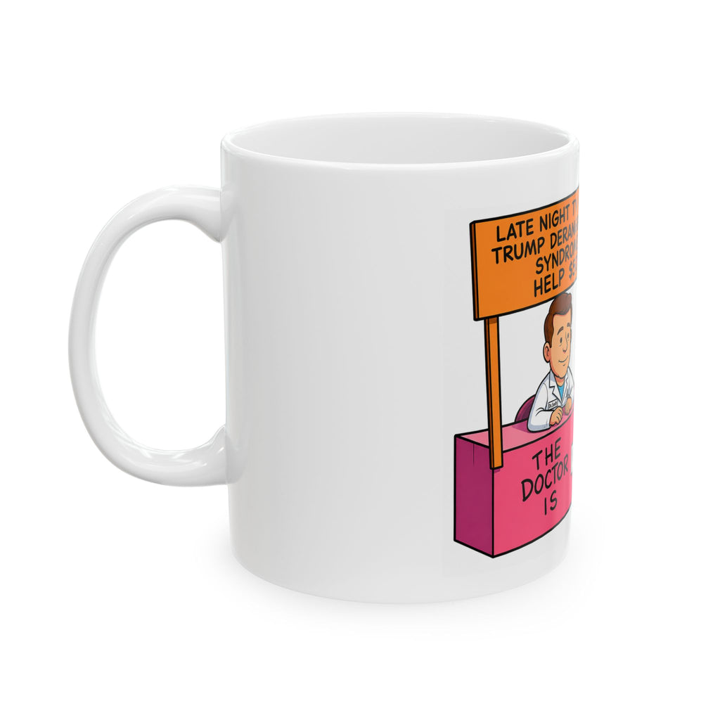 Cartoon Late Night TV Host Colbert Mug | Political Satire Ceramic Mug