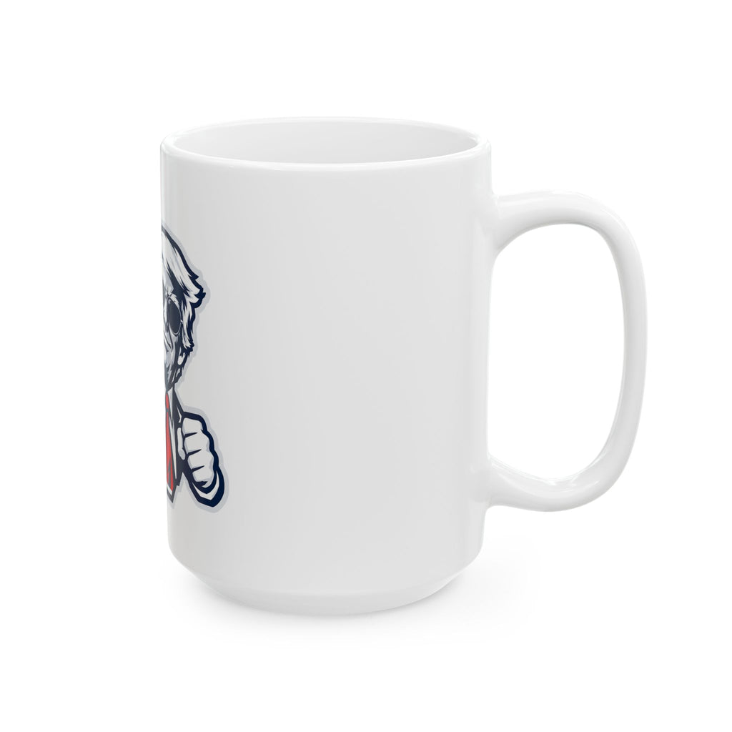 President Trump Patriotic Victory Ceramic Mug (11oz, 15oz) — Retro Politician Peace Sign Design