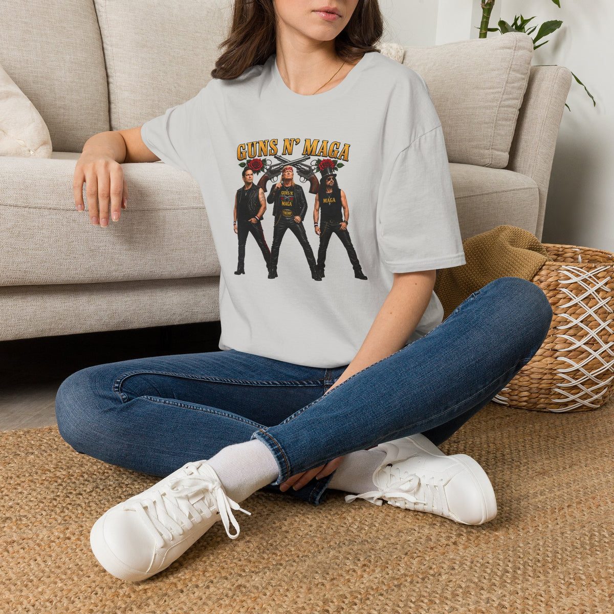 Guns N' Maga Rock Band T-Shirt — Trump, Vance, Rubio Political Parody Graphic Tee